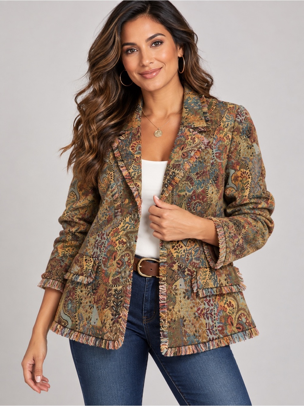 Anthropologie Acorn Open Jacket size 6• Paisley Tapestry Jacket.